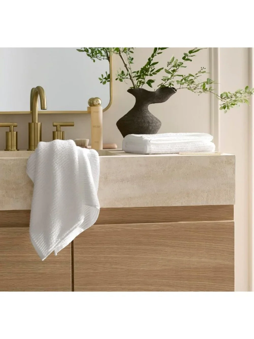 Luxurious Turkish Ribbed Hand Towel Set - Soft, Absorbent, Elegant White Decor